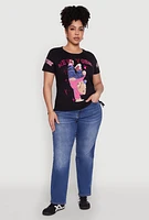 Womens Plus Size New York Sequin Bear Graphic Top, Black, Size 2X