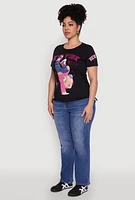 Womens Plus Size New York Sequin Bear Graphic Top, Black, Size 2X