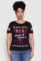 Womens Plus Dream Sequin Graphic Top,