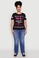 Womens Plus Dream Sequin Graphic Top,
