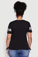 Womens Plus Dream Sequin Graphic Top,