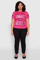 Womens Plus Size Dream Sequin Graphic Top, Pink, Size 2X