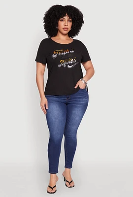 Womens Plus Faith It 3D Foil Graphic Tee,