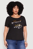 Womens Plus Faith It 3D Foil Graphic Tee,