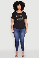 Womens Plus Faith It 3D Foil Graphic Tee, Black,