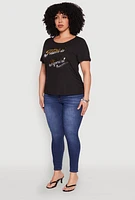 Womens Plus Faith It 3D Foil Graphic Tee,