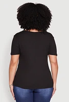 Womens Plus Faith It 3D Foil Graphic Tee, Black,