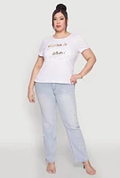Womens Plus Faith It 3D Foil Graphic Tee, White,