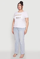 Womens Plus Faith It 3D Foil Graphic Tee, White,