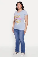 Womens Plus Size Mineral Wash Faith Graphic Tee, Blue, Size 1X