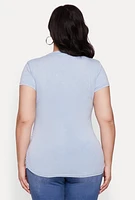 Womens Plus Size Mineral Wash Faith Graphic Tee, Blue, Size 1X