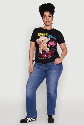 Womens Plus Dont Ruin My Mood Sequin Graphic Tee,