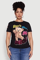 Womens Plus Dont Ruin My Mood Sequin Graphic Tee,