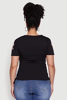 Womens Plus Dont Ruin My Mood Sequin Graphic Tee,