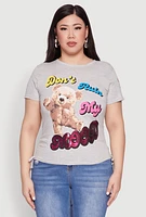 Womens Plus Dont Ruin My Mood Sequin Graphic Tee, 1X