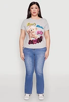 Womens Plus Dont Ruin My Mood Sequin Graphic Tee, 1X