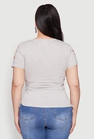 Womens Plus Dont Ruin My Mood Sequin Graphic Tee, 1X