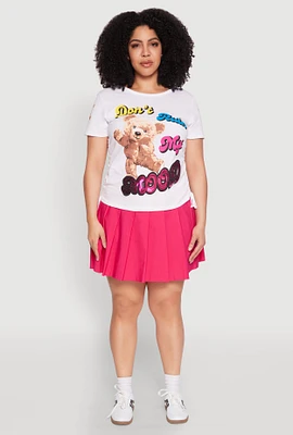 Womens Plus Size Dont Ruin My Mood Sequin Graphic Tee, White, Size 3X