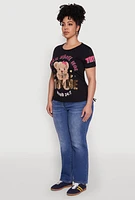 Womens Plus Size Thou Shall Not Try Me Bear Graphic Top, Black, Size 2X