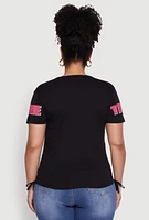 Womens Plus Size Thou Shall Not Try Me Bear Graphic Top, Black, Size 3X