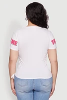 Womens Plus Size Thou Shall Not Try Me Bear Graphic Top, White, Size 1X