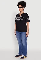 Womens Plus Size Sequin Simply Blessed Graphic Tee, Black, Size 1X