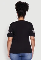 Womens Plus Size Sequin Simply Blessed Graphic Tee, Black, Size 1X