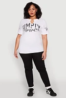Womens Plus Size Sequin Simply Blessed Graphic Tee, White, Size 2X