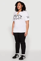 Womens Plus Size Sequin Simply Blessed Graphic Tee, White, Size 2X