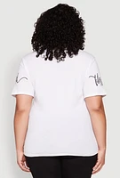 Womens Plus Size Sequin Simply Blessed Graphic Tee, White, Size 2X