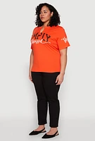 Womens Plus Size Sequin Simply Blessed Graphic Tee, Orange, Size 2X