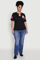 Womens Plus Sequin Greetings Bear Graphic Tee,