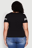 Womens Plus Size Sequin Blessed Everyday Graphic Tee, Black, Size 3X