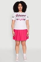 Womens Plus Size Sequin Blessed Everyday Graphic Tee, White, Size 1X