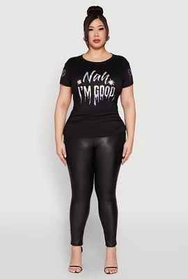 Womens Plus Nah Im Good 3D Foil Graphic Tee,