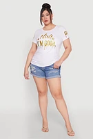 Womens Plus Size Nah Im Good 3D Foil Graphic Tee, White, Size 1X