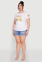 Womens Plus Nah Im Good 3D Foil Graphic Tee, White,