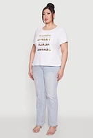 Womens Plus Size Kinda Sweet 3D Foil Graphic Tee, White, Size 2X
