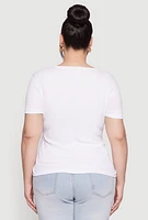 Womens Plus Size Kinda Sweet 3D Foil Graphic Tee, White, Size 2X
