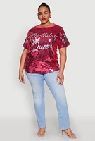 Womens Plus Birthday Queen Sequin Top,