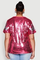 Womens Plus Birthday Queen Sequin Top,