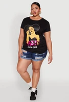 Womens Plus Size Sequin Sassy Since Birth Graphic Top, Black, Size 1X