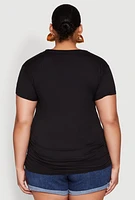 Womens Plus Size Sequin Sassy Since Birth Graphic Top, Black, Size 1X