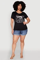 Womens Plus Size 3D Boss Foil Graphic Tee, Black, Size 3X