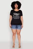 Womens Plus Size 3D Boss Foil Graphic Tee, Black, Size 1X