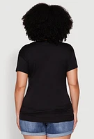 Womens Plus Size 3D Boss Foil Graphic Tee, Black, Size 3X