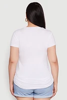 Womens Plus Size 3D Boss Foil Graphic Tee, White, Size 1X