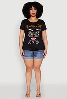 Womens Plus Size 3D Savage Mood Foil Graphic Tee, Black, Size 3X