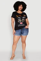 Womens Plus Size 3D Savage Mood Foil Graphic Tee, Black, Size 3X