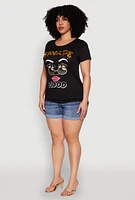 Womens Plus Size 3D Savage Mood Foil Graphic Tee, Black, Size 3X